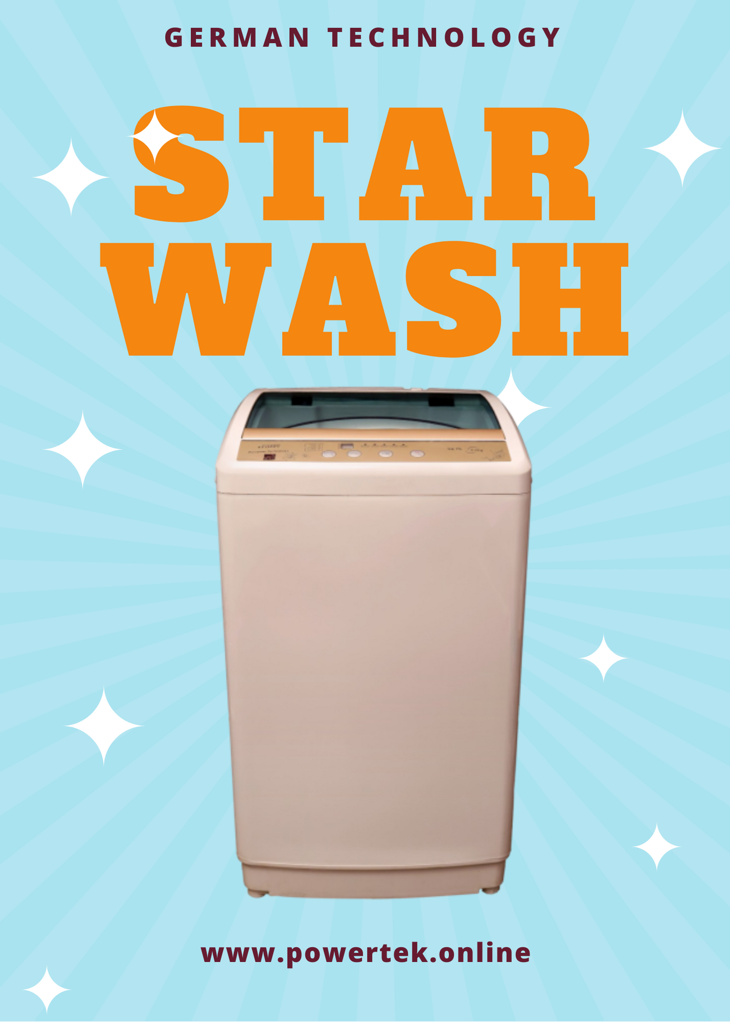 Blue and Orange Illustrated Car and Sun Rays Car Wash Flyer